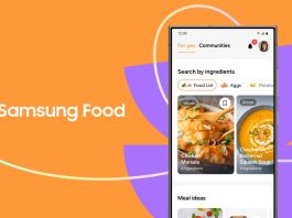 Samsung Food+ Vision AI and meal planning features displayed on a Samsung Family Hub™ refrigerator at IFA 2024.