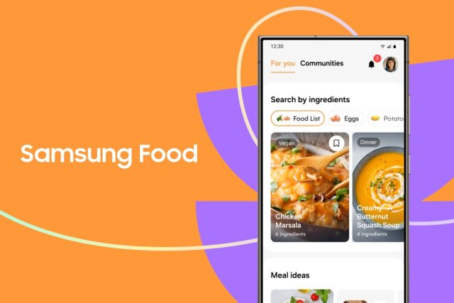 Samsung Food+ Vision AI and meal planning features displayed on a Samsung Family Hub™ refrigerator at IFA 2024.